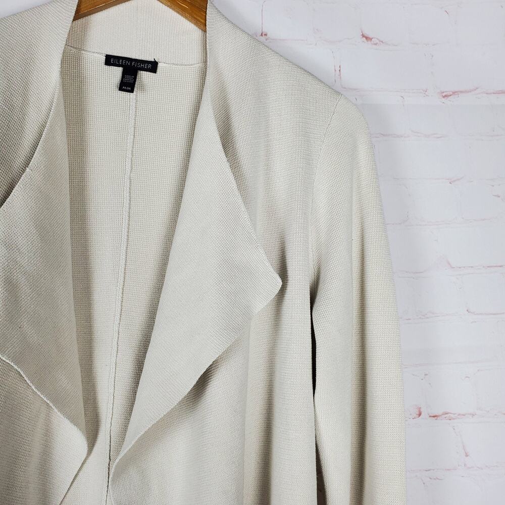 Eileen Fisher Silk Organic Cotton Open Front Cardigan Sweater Size M Draped - Picture 6 of 11